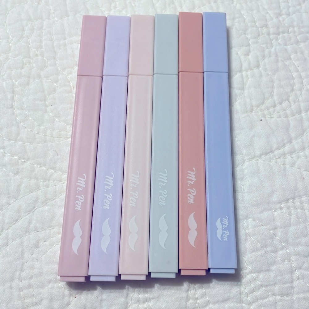 New Mr. Pen- Aesthetic Cute Pastel Highlighters Set, 6 pcs, Chisel Tip